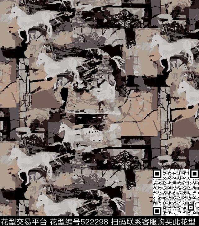 传统印花都市短裤数码印花华亿平台下载（图片编号: 522298） - 瓦栏（Walan）