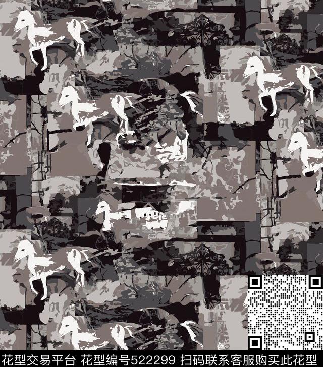 传统印花都市短裤数码印花华亿平台下载（图片编号: 522299） - 瓦栏（Walan）