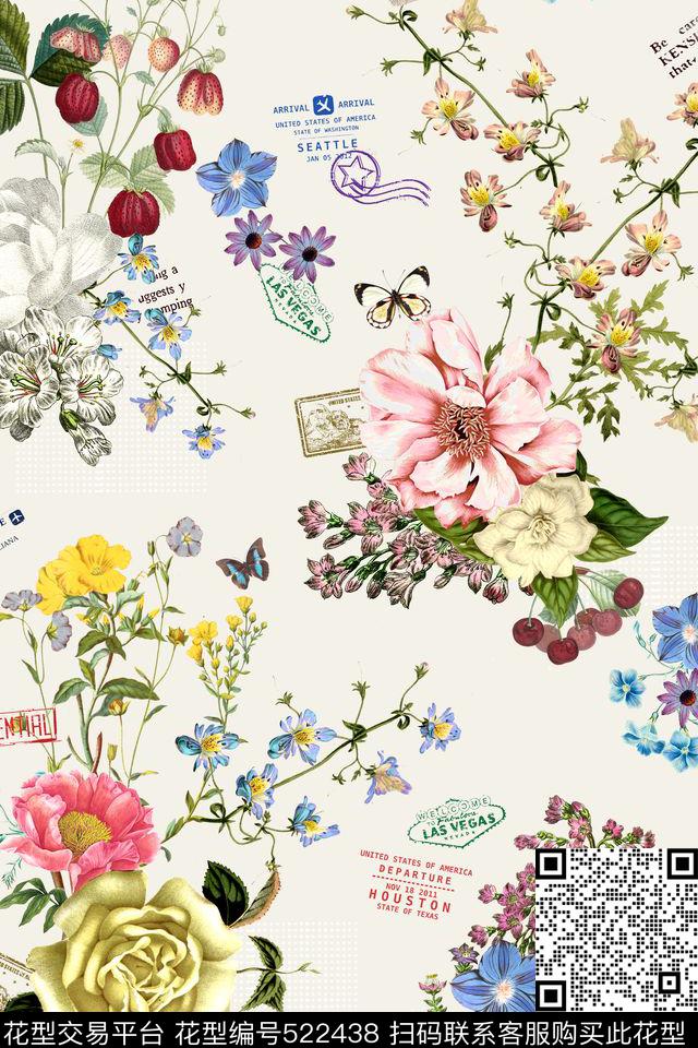 花卉邮票印章数码印花华亿平台下载（图片编号: 522438） - 瓦栏（Walan）