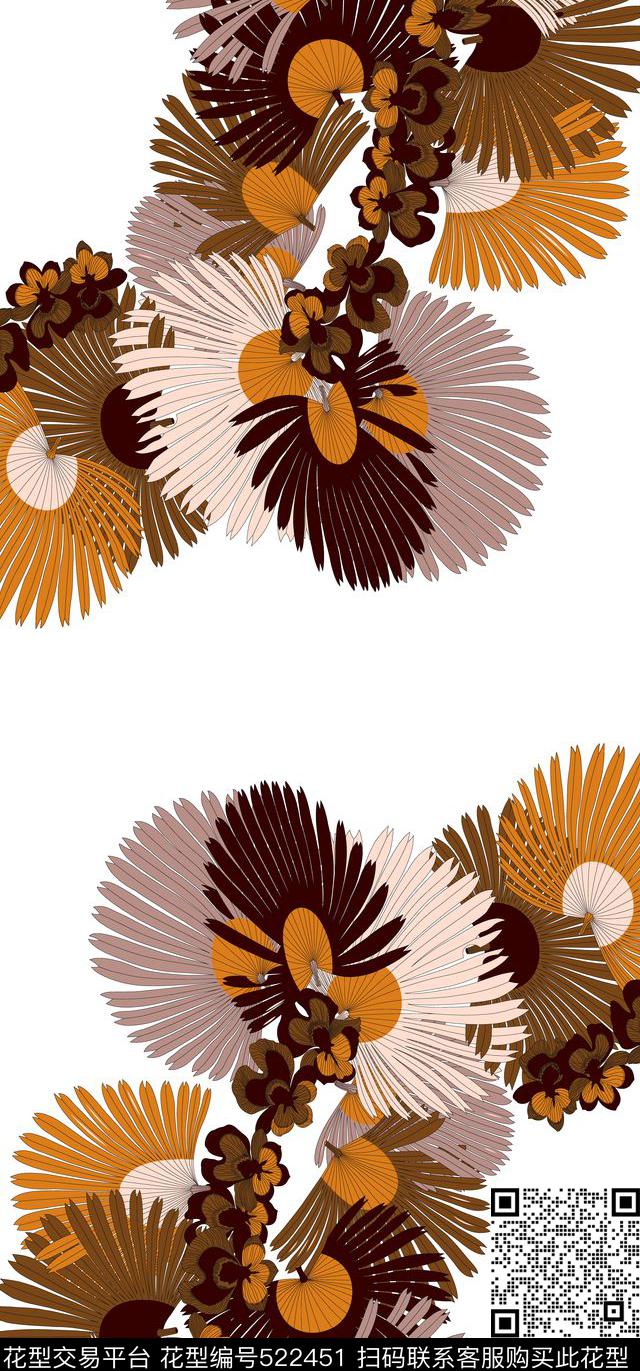 现代几何长叶传统印花华亿平台下载（图片编号: 522451） - 瓦栏（Walan）