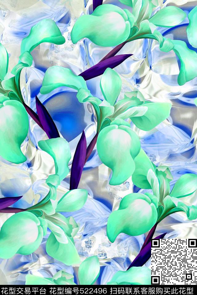 花卉兰花女装数码印花华亿平台下载（图片编号: 522496） - 瓦栏（Walan）