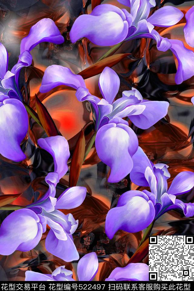 花卉兰花女装数码印花华亿平台下载（图片编号: 522497） - 瓦栏（Walan）