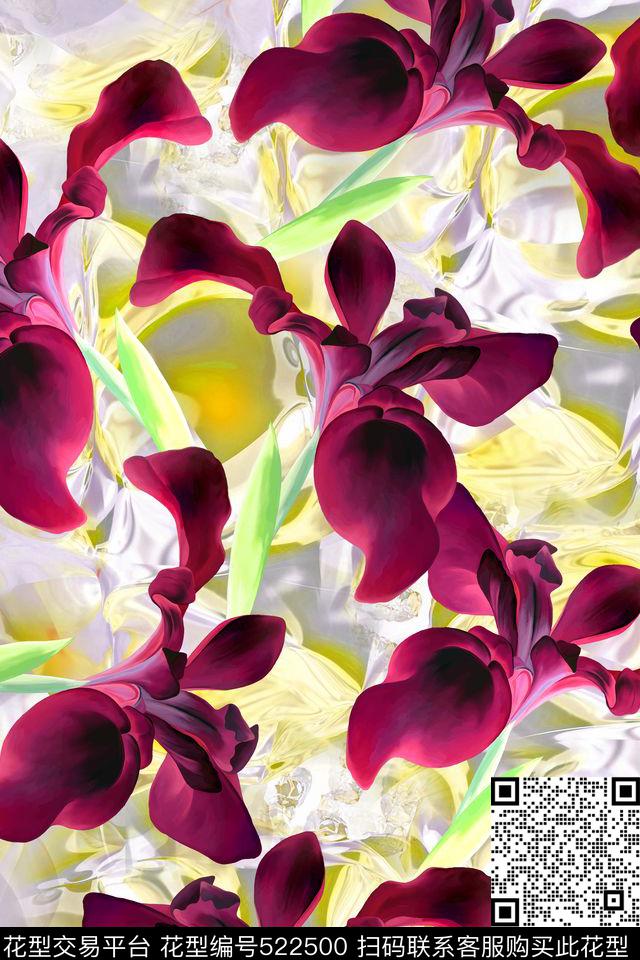 花卉兰花女装数码印花华亿平台下载（图片编号: 522500） - 瓦栏（Walan）
