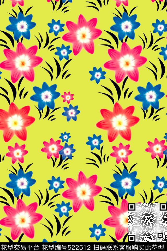 花卉活泼儿童传统印花华亿平台下载（图片编号: 522512） - 瓦栏（Walan）