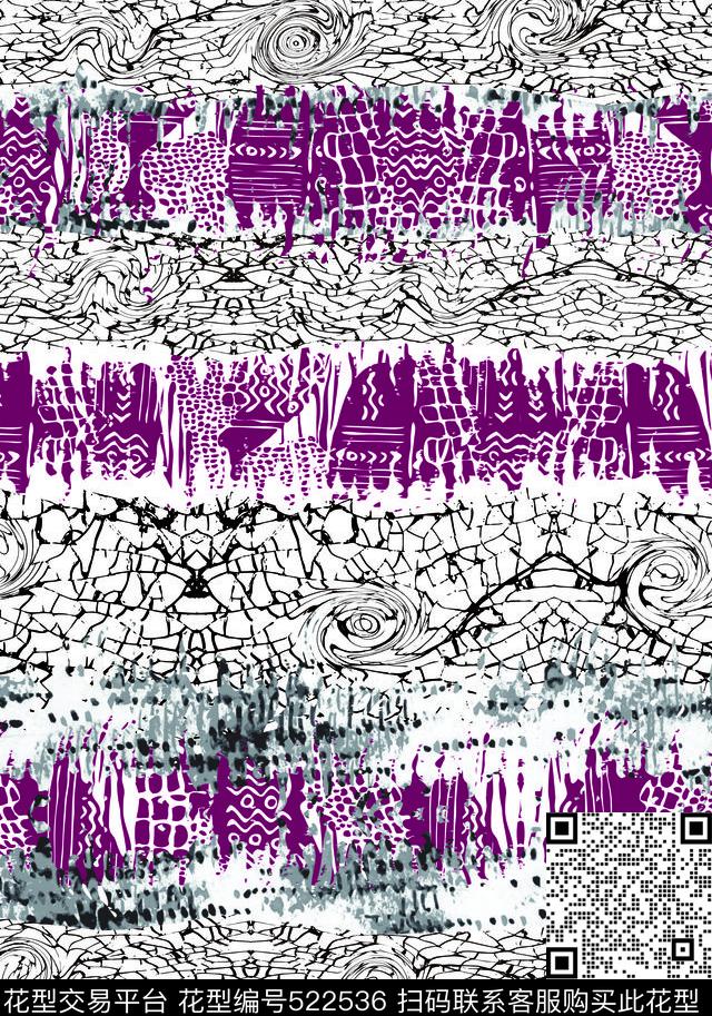 抽象图案线条传统印花华亿平台下载（图片编号: 522536） - 瓦栏（Walan）