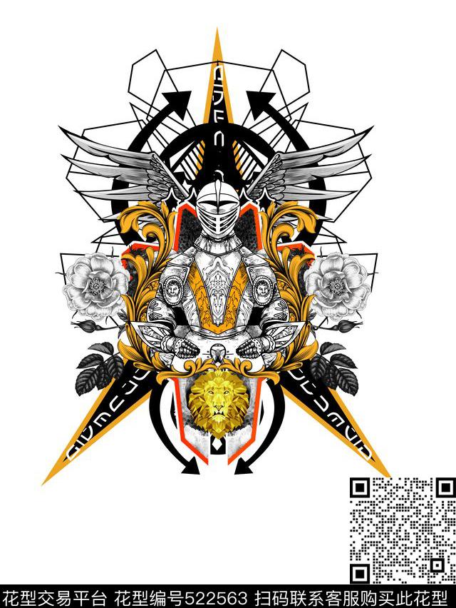 时尚巴洛克骑士数码印花华亿平台下载（图片编号: 522563） - 瓦栏（Walan）