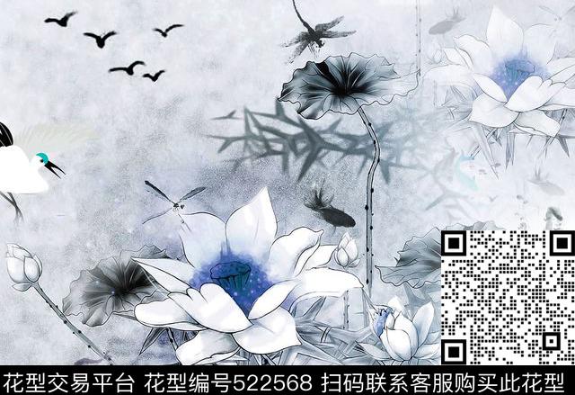 风景颜料画古典水彩数码印花华亿平台下载（图片编号: 522568） - 瓦栏（Walan）