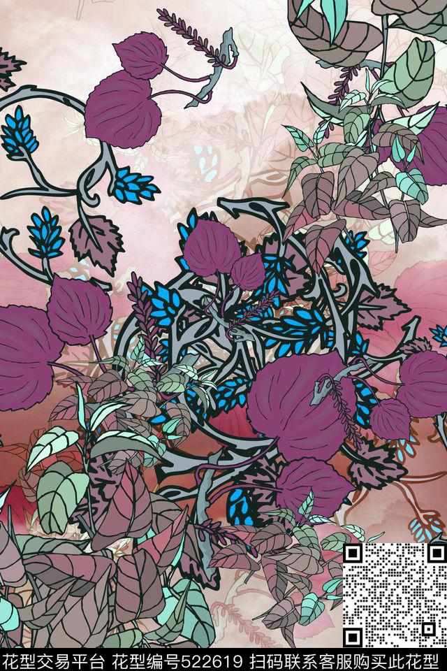 花卉女装连衣裙丝巾长巾数码印花华亿平台下载（图片编号: 522619） - 瓦栏（Walan）