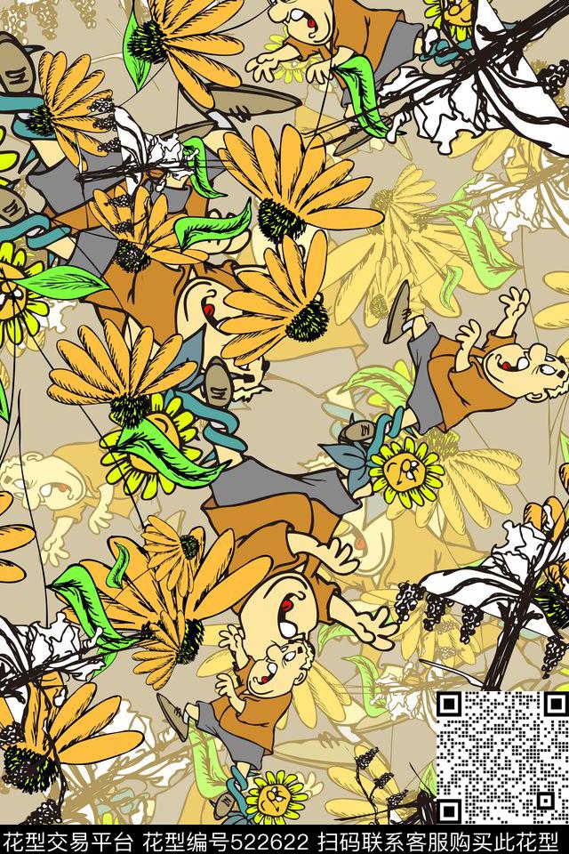 花卉卡通人物女装传统印花华亿平台下载（图片编号: 522622） - 瓦栏（Walan）