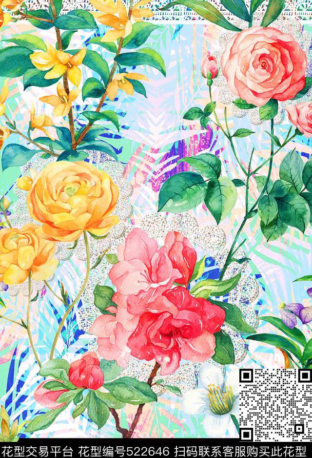 民族田园风欧美MAX-定位类数码印花华亿平台下载（图片编号: 522646） - 瓦栏（Walan）