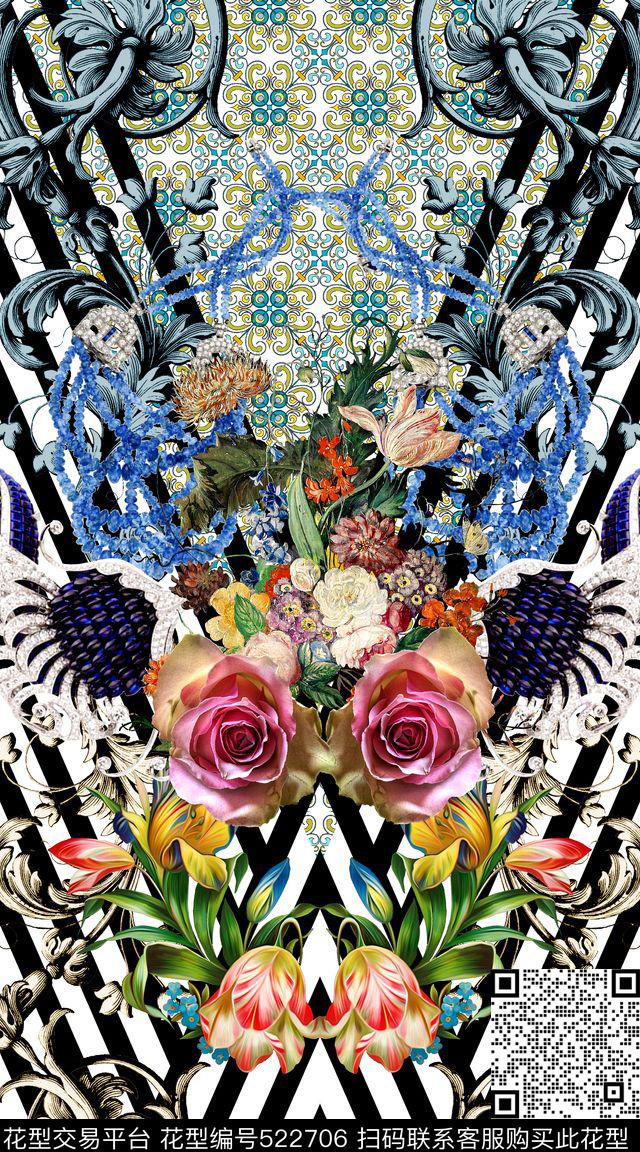 花卉珠宝瓷砖数码印花华亿平台下载（图片编号: 522706） - 瓦栏（Walan）