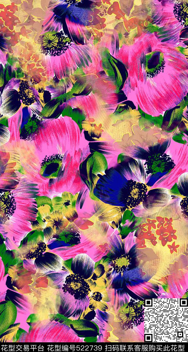 服装花卉画布数码印花华亿平台下载（图片编号: 522739） - 瓦栏（Walan）