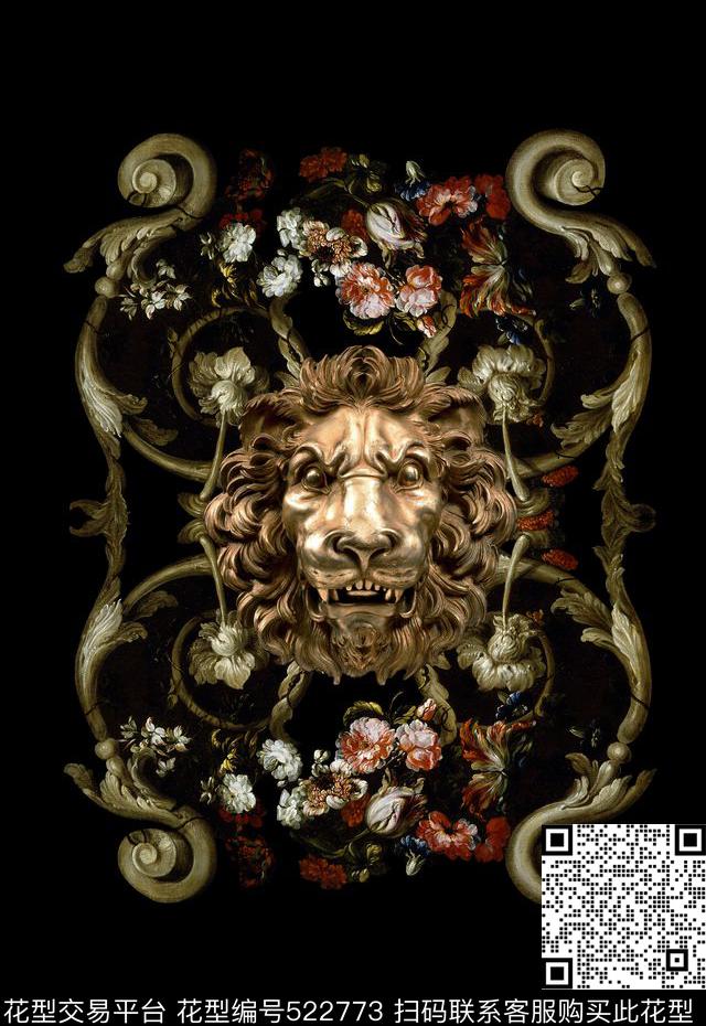 T恤卫衣数码印花潮流时尚金属狮子头数码印花华亿平台下载（图片编号: 522773） - 瓦栏（Walan）