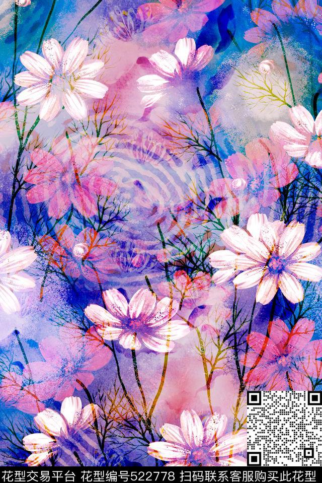 时尚肌理水彩数码印花华亿平台下载（图片编号: 522778） - 瓦栏（Walan）