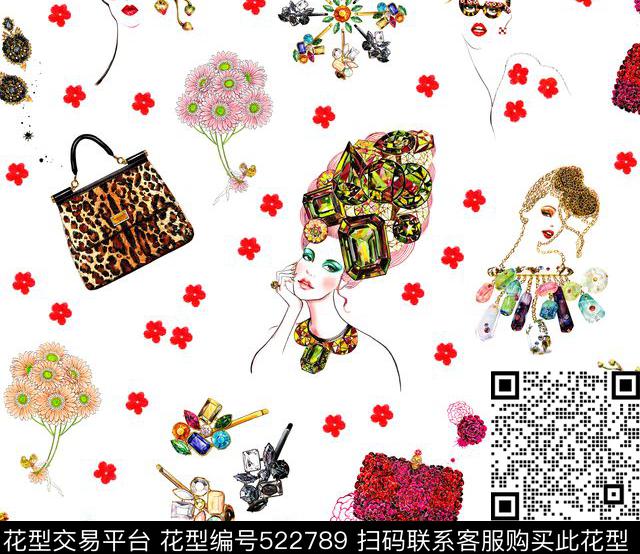 手绘美女画钻石数码印花华亿平台下载（图片编号: 522789） - 瓦栏（Walan）