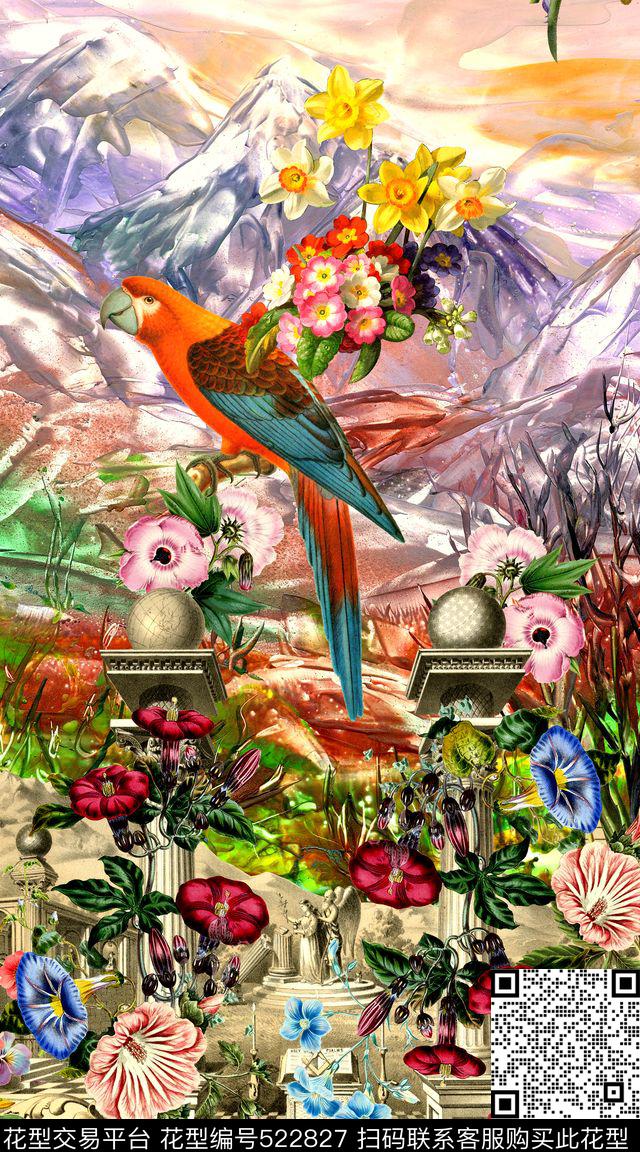 欧式复古柱子数码印花华亿平台下载（图片编号: 522827） - 瓦栏（Walan）