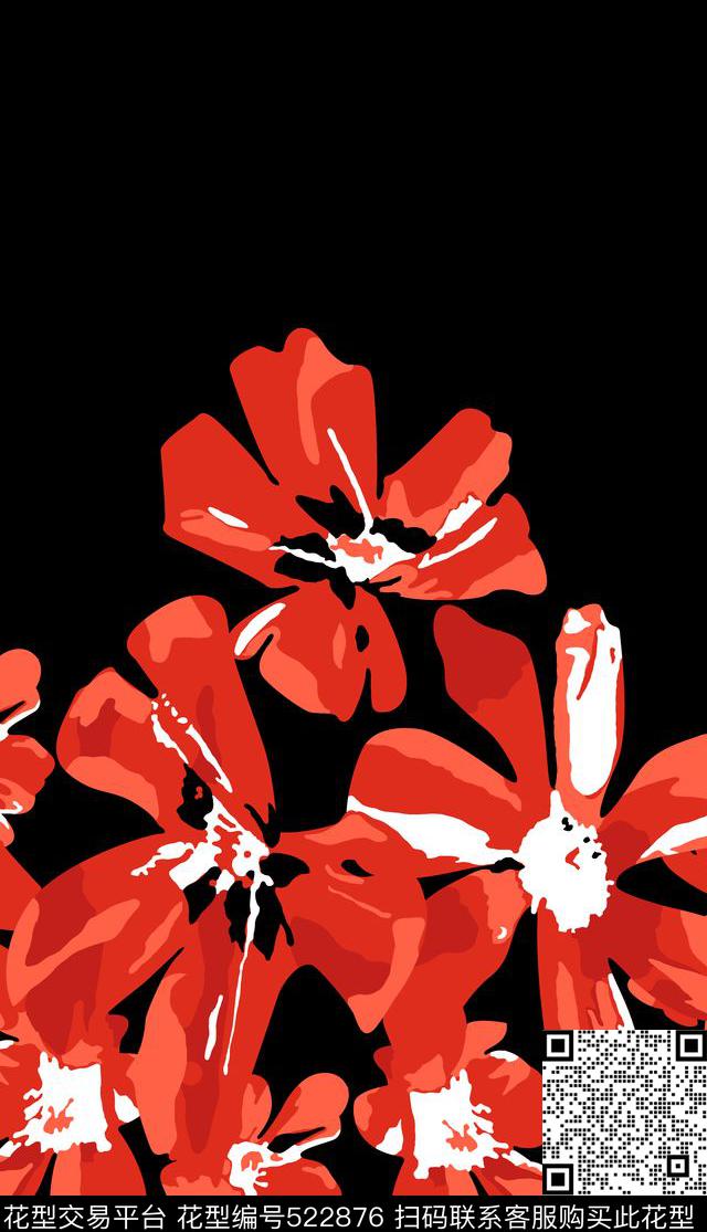 传统印花定位大花花卉传统印花华亿平台下载（图片编号: 522876） - 瓦栏（Walan）