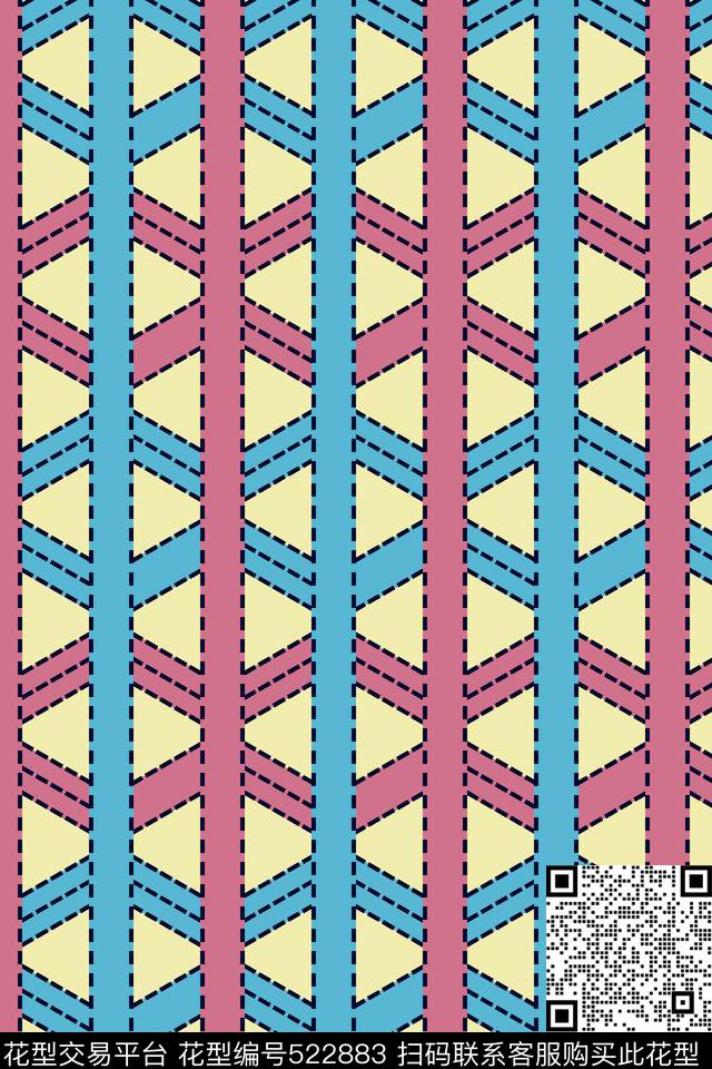 时尚几何方块传统印花华亿平台下载（图片编号: 522883） - 瓦栏（Walan）