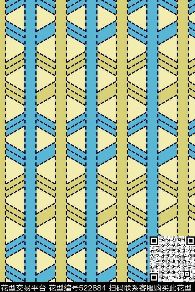 时尚几何方块传统印花华亿平台下载（图片编号: 522884） - 瓦栏（Walan）