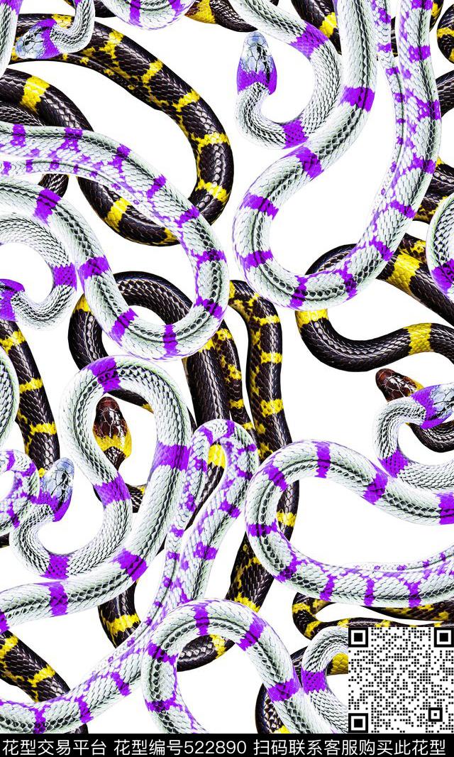 蛇各色的蛇数码印花华亿平台下载（图片编号: 522890） - 瓦栏（Walan）