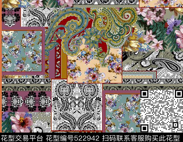 现代几何时尚数码印花华亿平台下载（图片编号: 522942） - 瓦栏（Walan）