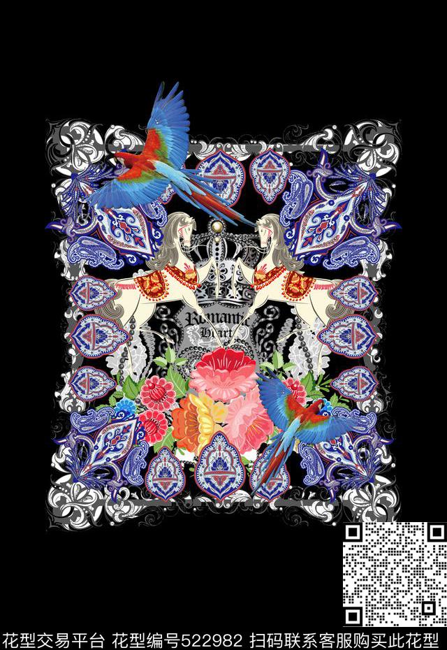 潮流时尚创意定位佩斯利花纹数码印花华亿平台下载（图片编号: 522982） - 瓦栏（Walan）