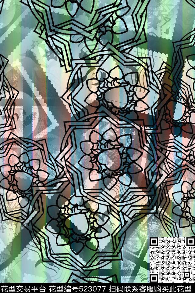 情意连绵流行华亿平台中国风数码印花华亿平台下载（图片编号: 523077） - 瓦栏（Walan）