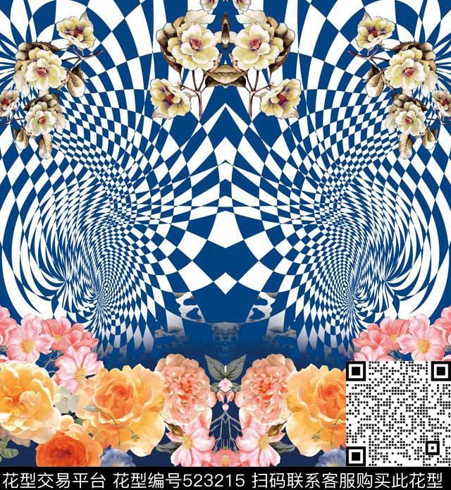 原创花卉优雅数码印花华亿平台下载（图片编号: 523215） - 瓦栏（Walan）