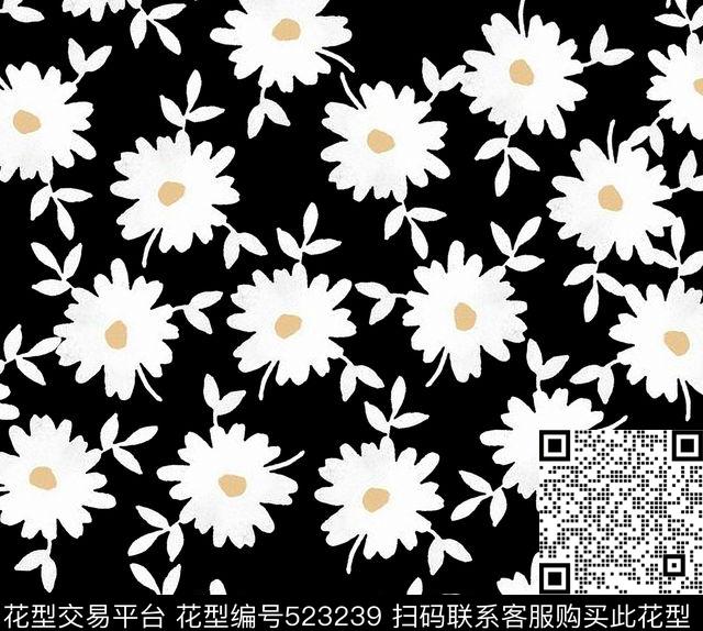 欧美大牌非洲菊花小碎花传统印花华亿平台下载（图片编号: 523239） - 瓦栏（Walan）