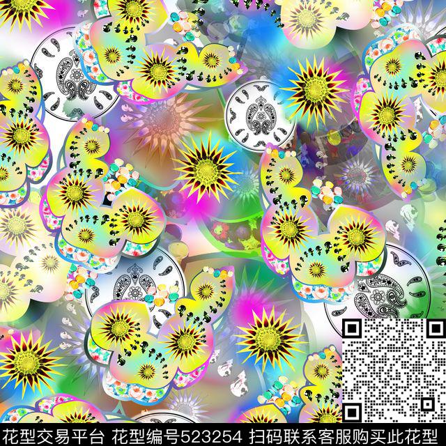 抽象几何数码印花华亿平台下载（图片编号: 523254） - 瓦栏（Walan）