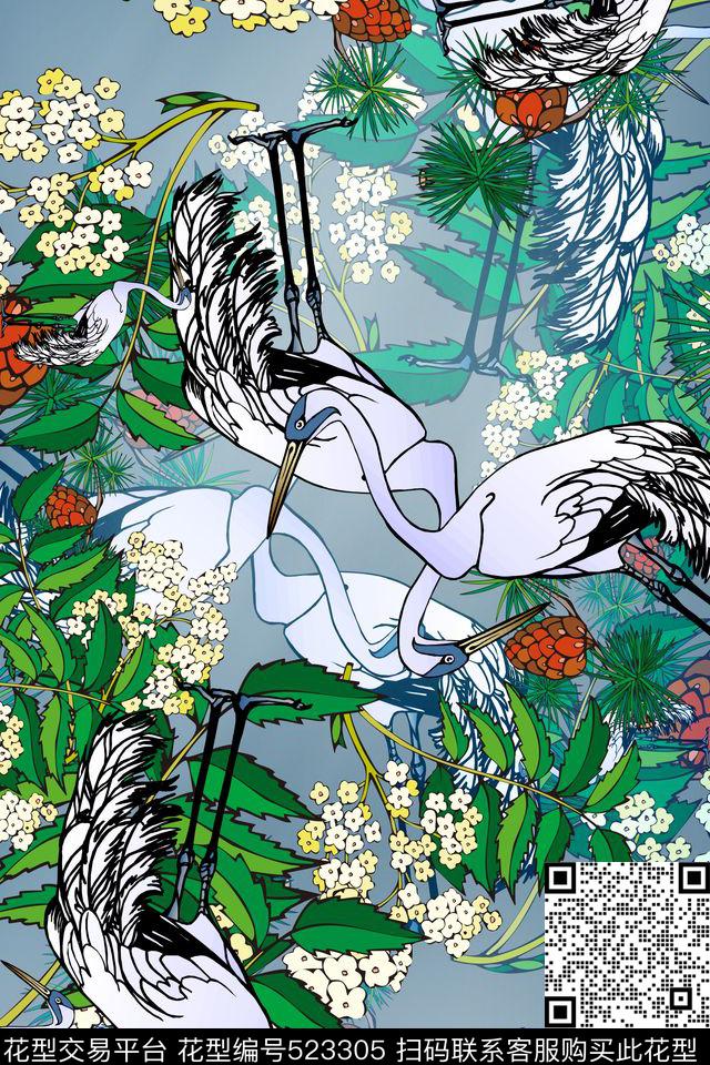 动物花卉女装传统印花华亿平台下载（图片编号: 523305） - 瓦栏（Walan）