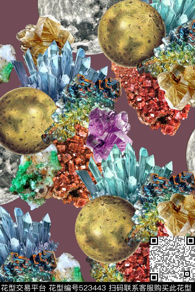 时尚矿石水晶数码印花华亿平台下载（图片编号: 523443） - 瓦栏（Walan）