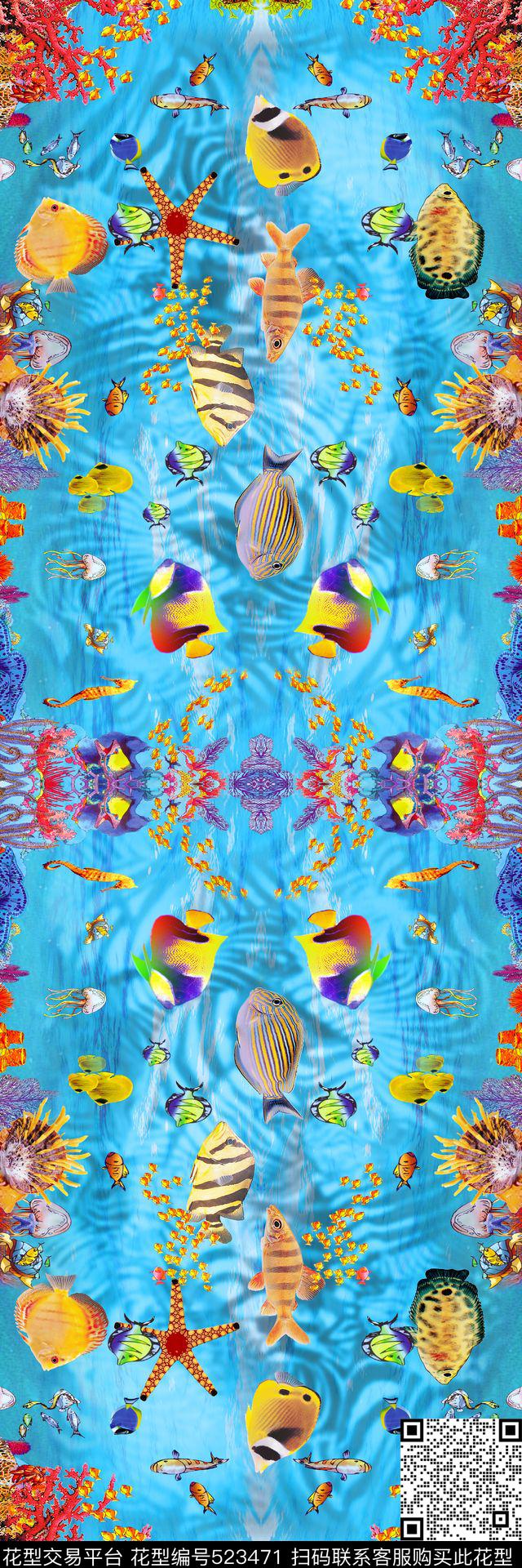 长巾抽象大方数码印花华亿平台下载（图片编号: 523471） - 瓦栏（Walan）