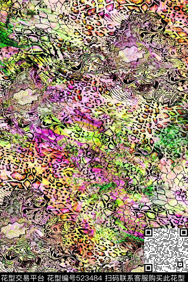 豹纹满版华亿平台数码印花华亿平台下载（图片编号: 523484） - 瓦栏（Walan）