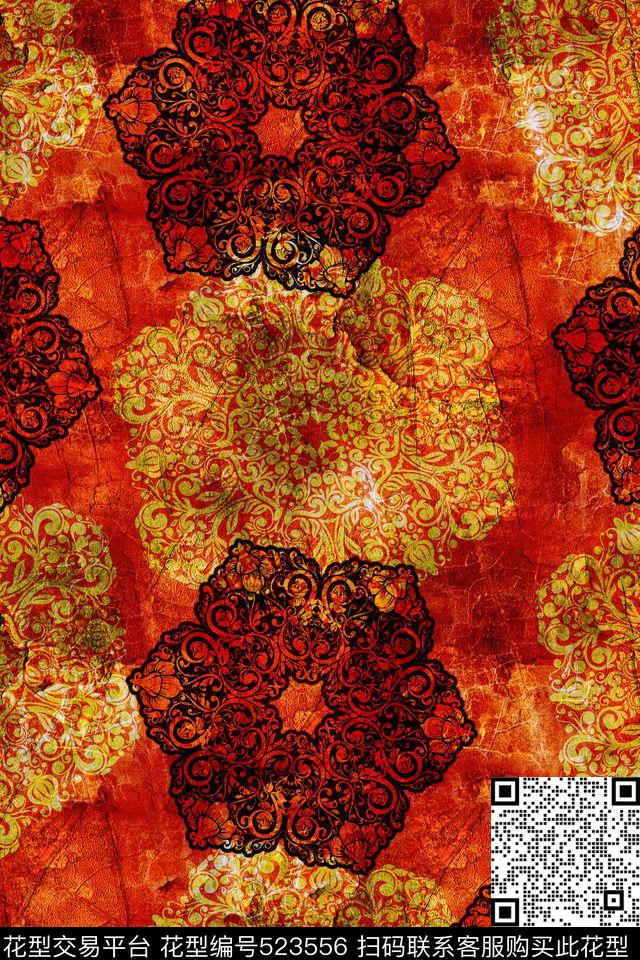 民族风女装秋冬数码印花华亿平台下载（图片编号: 523556） - 瓦栏（Walan）