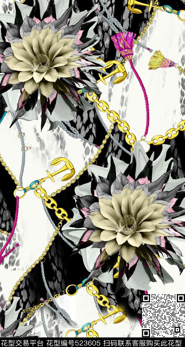 时尚大牌水墨花卉数码印花华亿平台下载（图片编号: 523605） - 瓦栏（Walan）