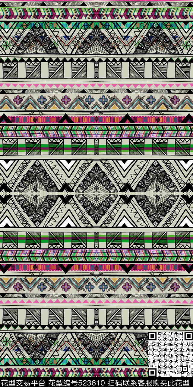 面料窗帘布数码印花民族风传统印花华亿平台下载（图片编号: 523610） - 瓦栏（Walan）