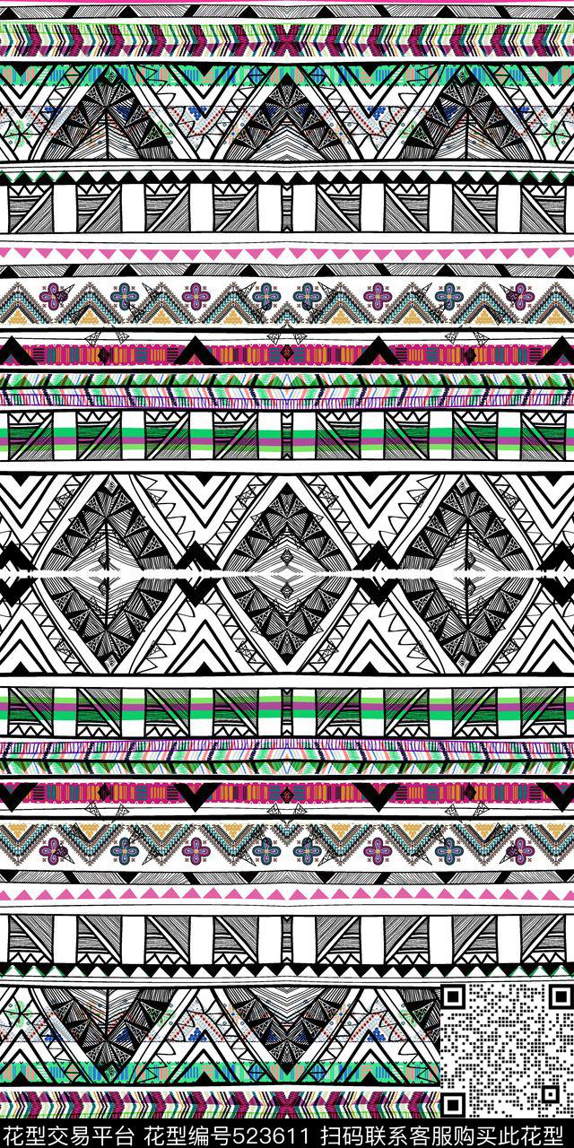 面料窗帘布数码印花民族风传统印花华亿平台下载（图片编号: 523611） - 瓦栏（Walan）