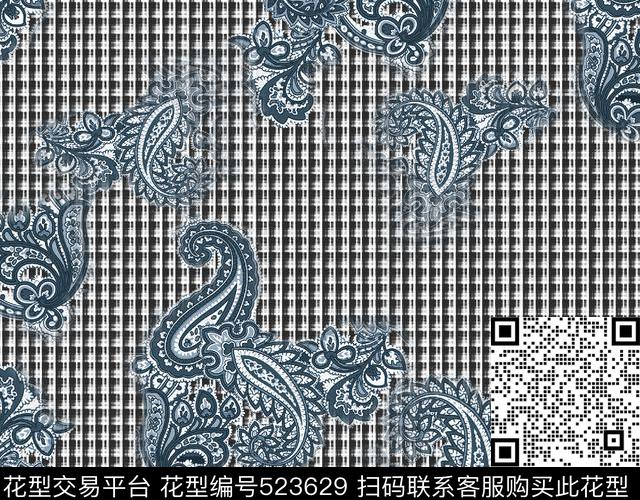 复古格子腰果欧式传统印花华亿平台下载（图片编号: 523629） - 瓦栏（Walan）