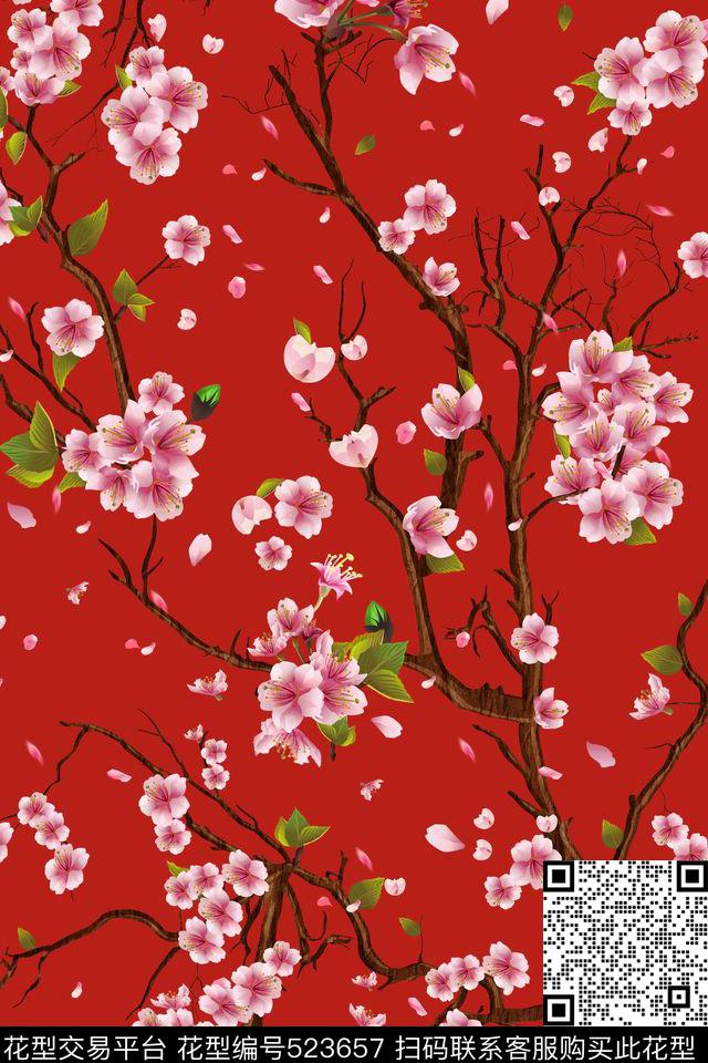 流行时尚手绘中国风传统印花华亿平台下载（图片编号: 523657） - 瓦栏（Walan）