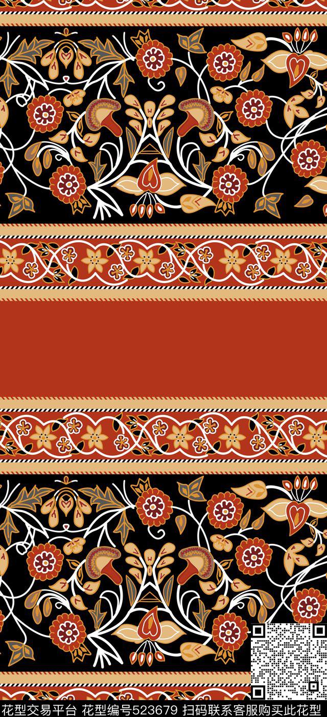 古典复古古典纹样花卉民族风传统印花华亿平台下载（图片编号: 523679） - 瓦栏（Walan）