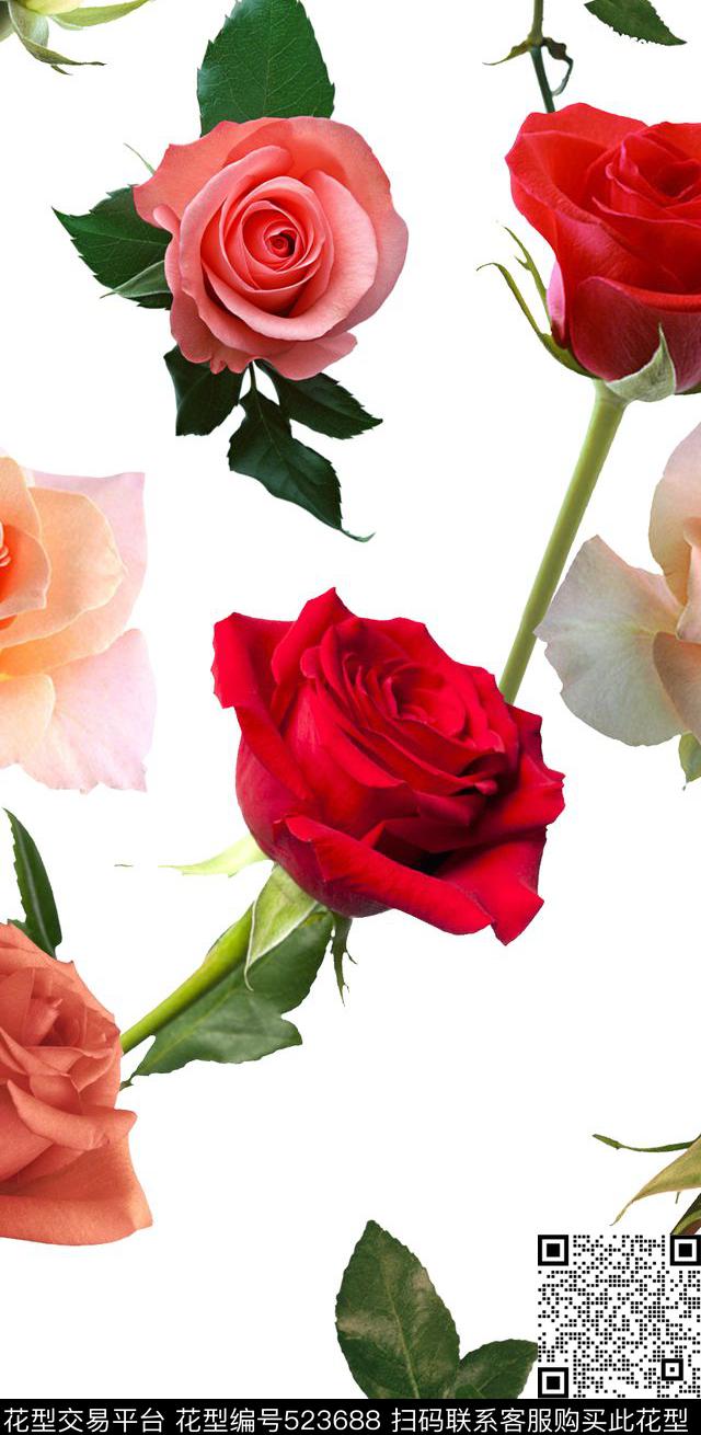 欧美花卉潮流数码印花华亿平台下载（图片编号: 523688） - 瓦栏（Walan）