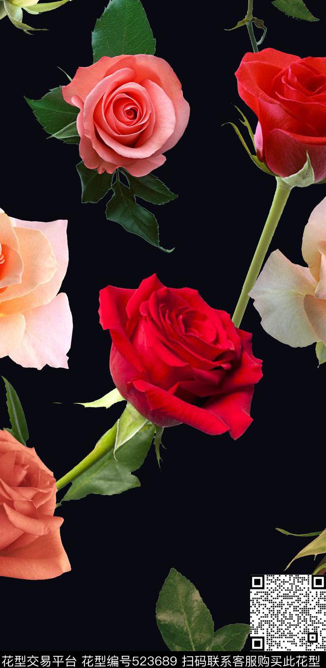 欧美花卉潮流数码印花华亿平台下载（图片编号: 523689） - 瓦栏（Walan）