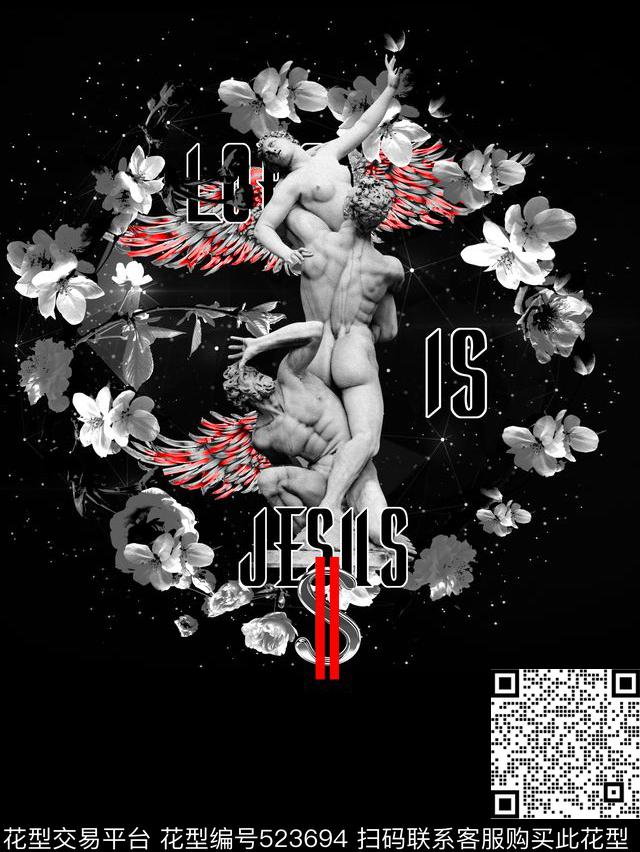 时尚纪梵希风格雕塑数码印花华亿平台下载（图片编号: 523694） - 瓦栏（Walan）