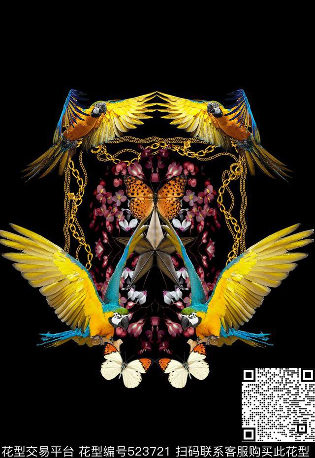 T恤卫衣数码印花潮流时尚鹦鹉男装定位数码印花华亿平台下载（图片编号: 523721） - 瓦栏（Walan）