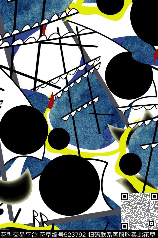 大牌几何肌理数码印花华亿平台下载（图片编号: 523792） - 瓦栏（Walan）