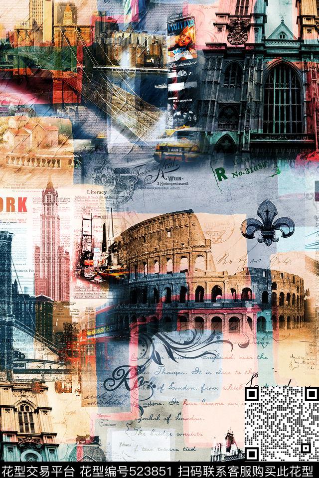 时尚海报建筑数码印花华亿平台下载（图片编号: 523851） - 瓦栏（Walan）