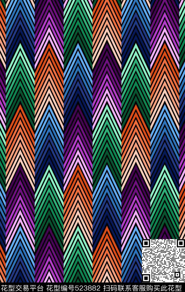 大牌几何霓虹传统印花华亿平台下载（图片编号: 523882） - 瓦栏（Walan）