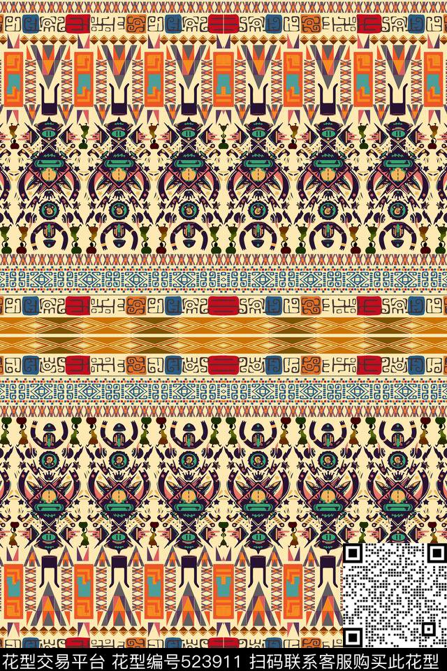 双边定位土耳其民族异域风情几何传统印花华亿平台下载（图片编号: 523911） - 瓦栏（Walan）