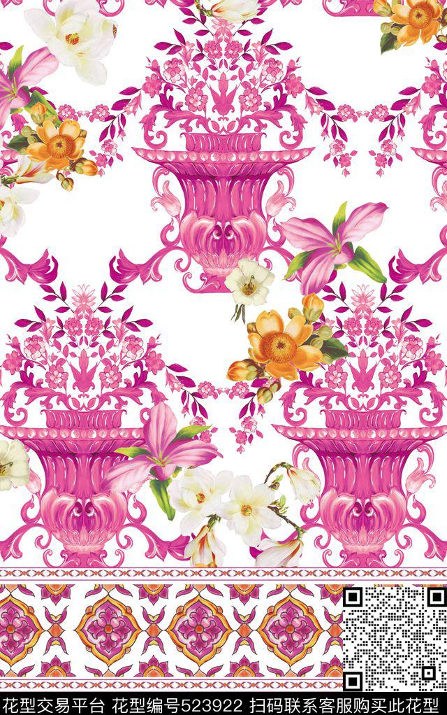 原创花卉优雅数码印花华亿平台下载（图片编号: 523922） - 瓦栏（Walan）